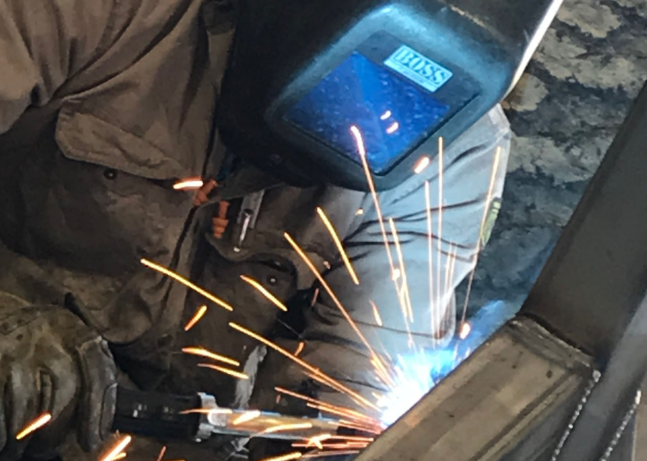 Professional welder at work